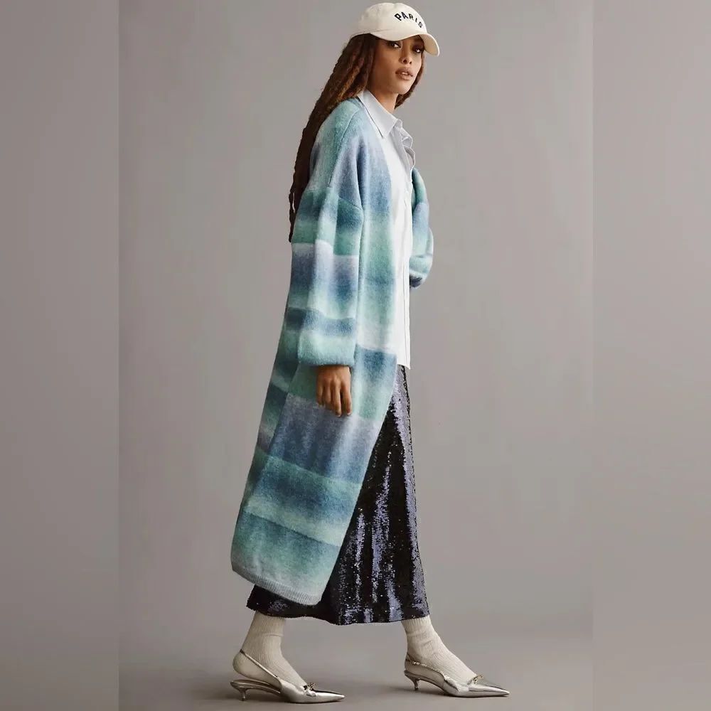 Anthropologie Cozy Ombre Stripe Duster Cardigan NWT